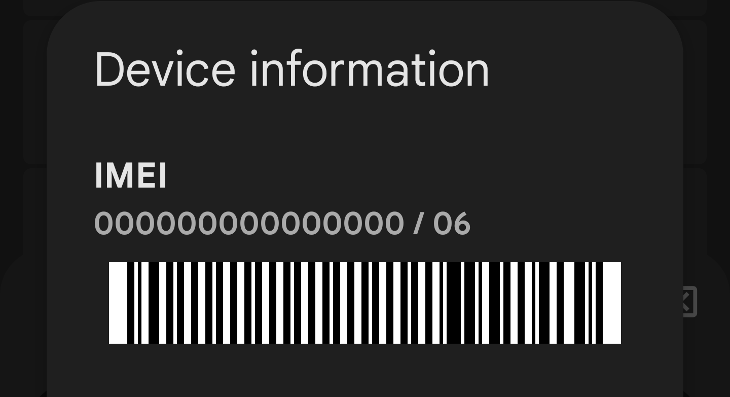 Phone dialer showing 000000000000000 as IMEI number after dialing *#06#
